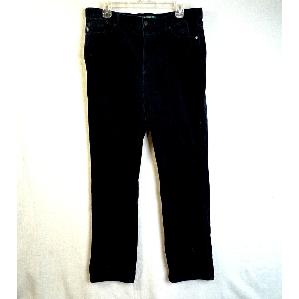 Lauren Jean Company Corduroy Pants Women 14 11" Rise Navy Casual Preppy School